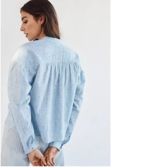 ANTHROPOLOGIE x PILCRO Peasant Button Down Shirt Blue Stripe Sz XLP NWT {HH18} - Picture 3 of 4